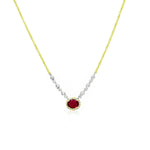 Birthstone Necklace With Diamond Halo | JANUARY Garnet