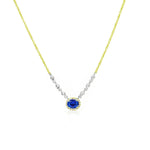 Birthstone Necklace With Diamond Halo | SEPTEMBER Sapphire