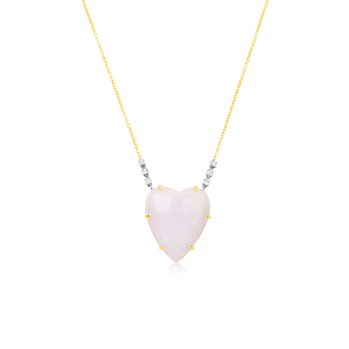 Light Purple Heart Stone with Diamond Necklace