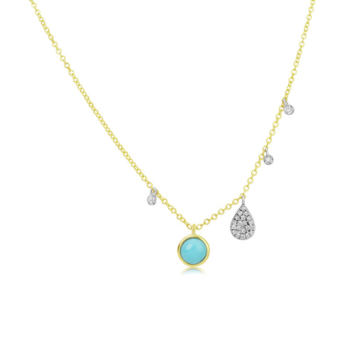 Dainty Turquoise and Diamond Necklace