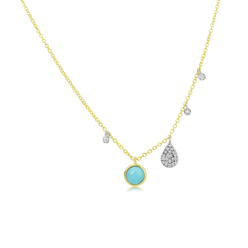 Turquoise beads gold necklace - NicteShop