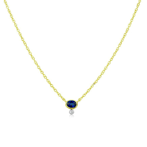 Blue Sapphire and Diamond Necklace 