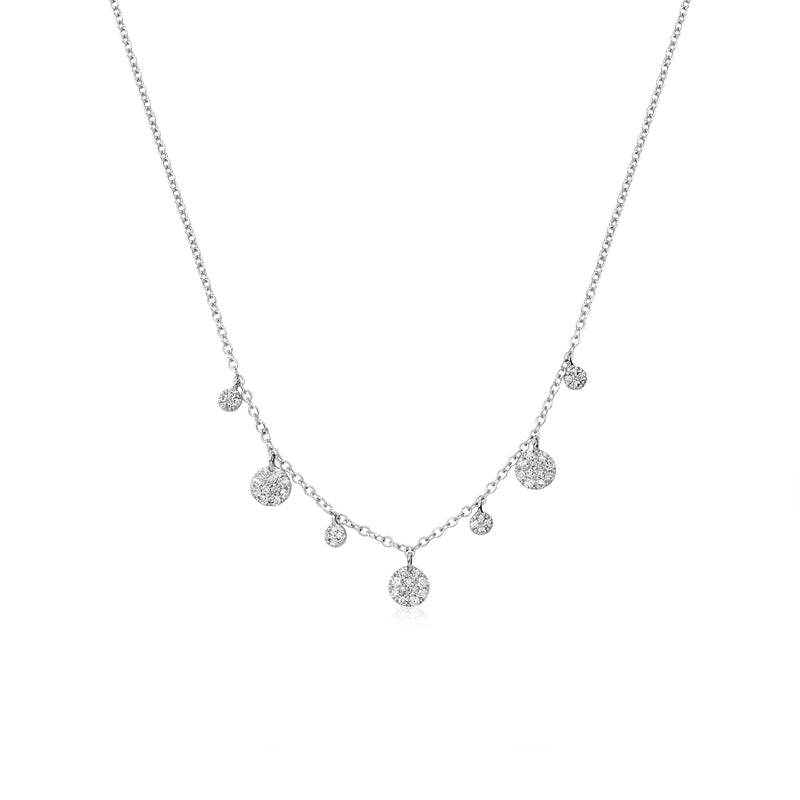 White Gold Diamond Disks Necklace
