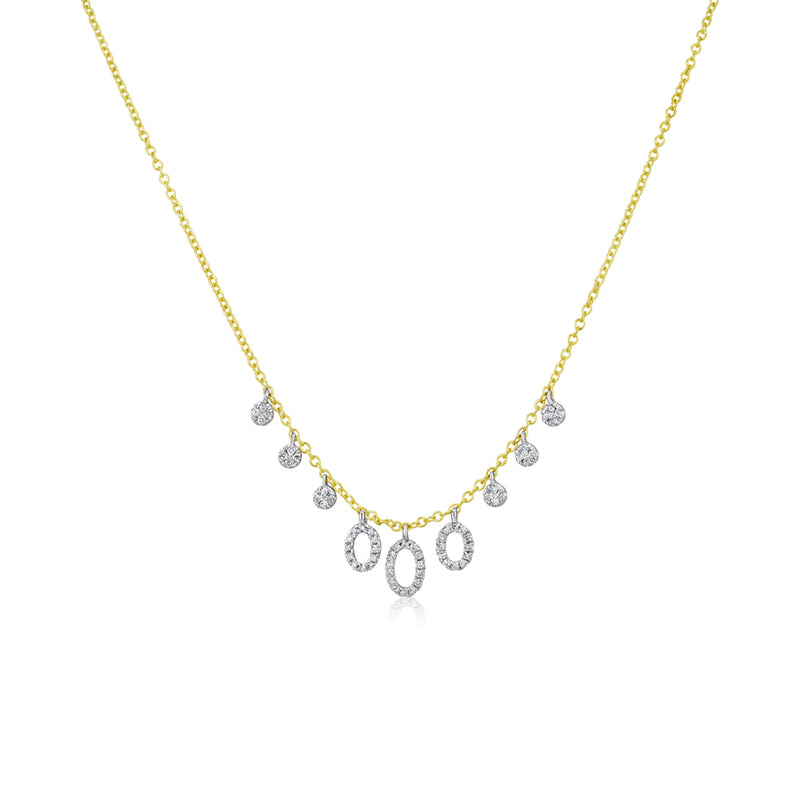 Yellow Gold necklace with Oval and Diamond Bezels