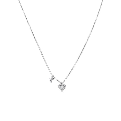 Diamond Cross and Heart Necklace