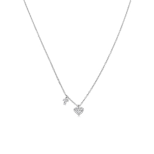 Diamond Cross and Heart Necklace In STOCK READY TO SHIP