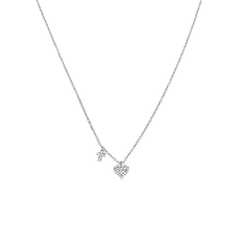 Diamond Cross and Heart Necklace