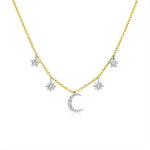 Sisterly Style Yellow Gold Moon & Star Diamond Necklace | Online Exclusive