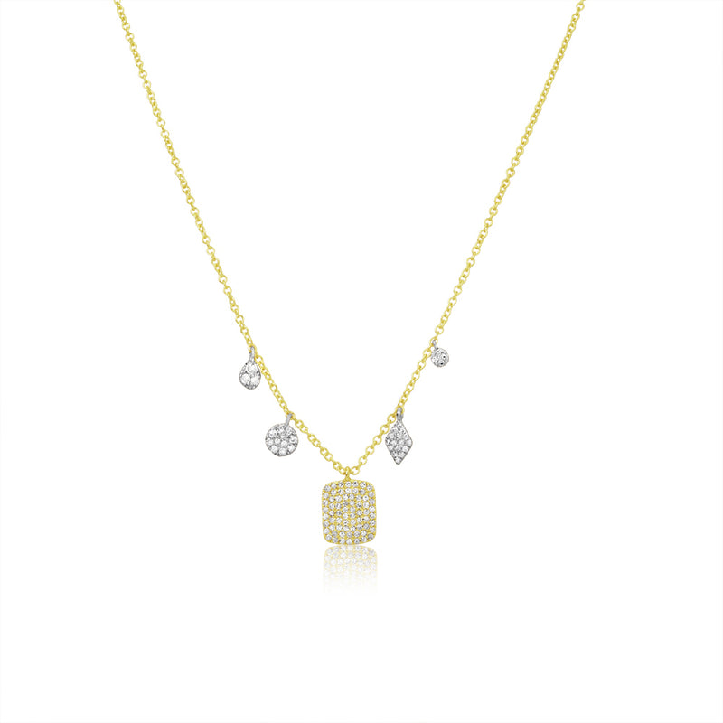 Diamond Square Necklace with Diamond Charms