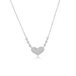 White Gold Diamond Heart and Bezel Necklace