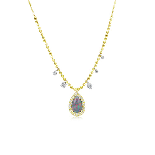 Pear Shaped Opal and Diamond Necklace