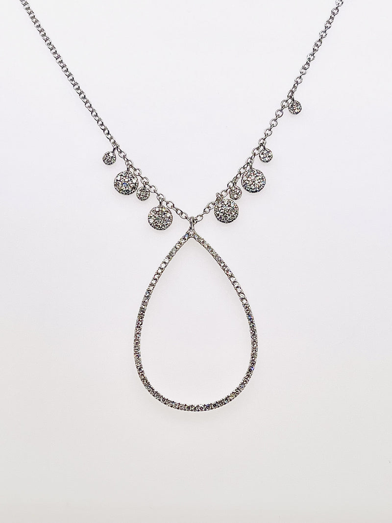 White Gold Diamond Pear and Charms Necklace