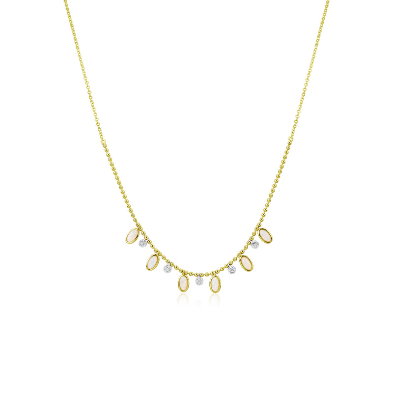Spot Chain Opal and Diamond Necklace