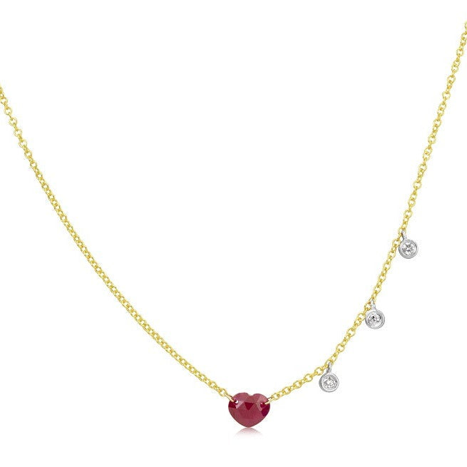 Sisterly Style Dainty Ruby Heart and Bezel Necklace | Online Exclusive