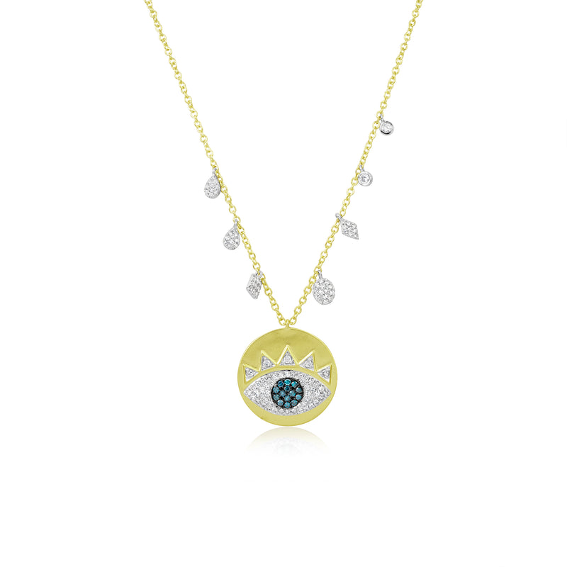 Yellow Gold Diamond Evil Eye Necklace