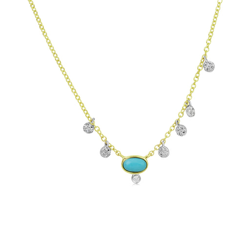 Dainty Turquoise and Diamond Necklace
