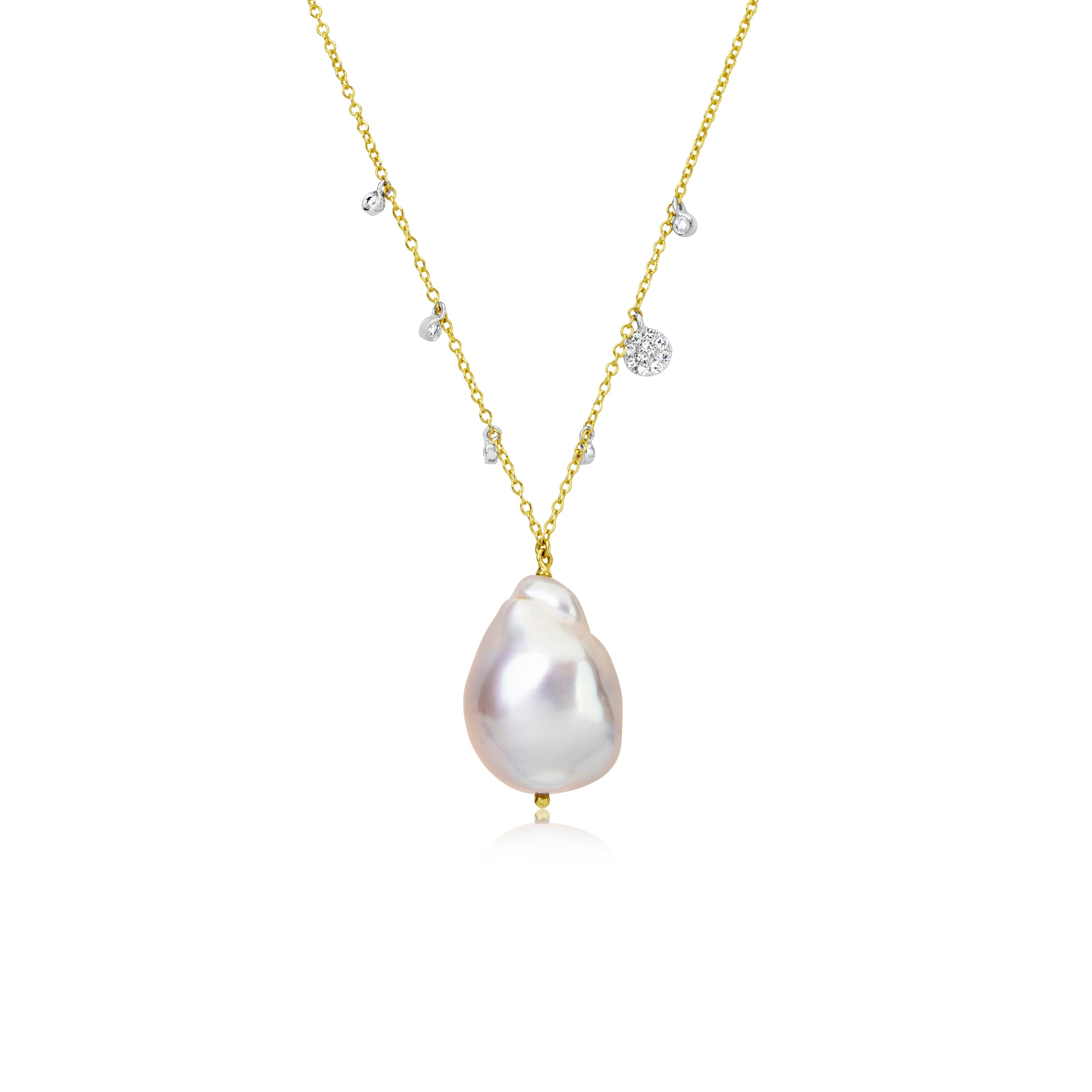 Baroque Pearl and Diamond Necklace, necklace, pearl.