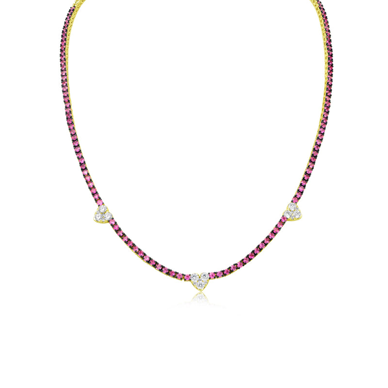 Ruby and Diamond Heart Tennis Necklace ONLINE EXCLUSIVE