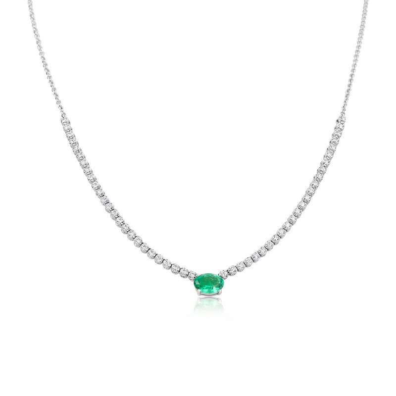 14k White Gold Genuine .29 Cttw Emerald & Diamond Pendant – Exeter Jewelers