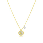 Brushed Gold Diamond Evil Eye Necklace