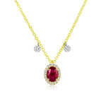 July Ruby Birthstone with Yellow Gold and Diamond Necklace