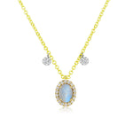 June Moonstone Birthstone with Yellow Gold and Diamond Necklace