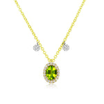 August Peridot Birthstone with Yellow Gold and Diamonds Necklace