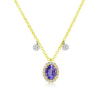 November Tanzanite Birthstone with Yellow Gold and Diamond Necklace