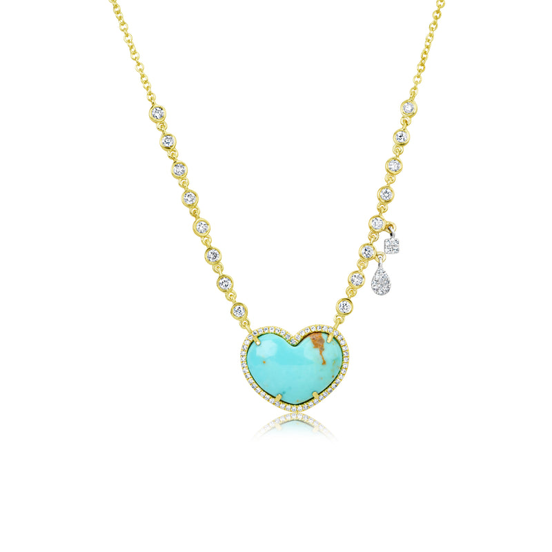 Turquoise Heart and Diamond Necklace
