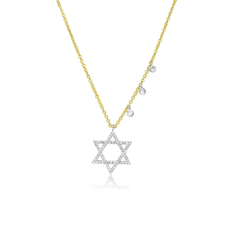 Yellow Gold Diamond Jewish Star Necklace