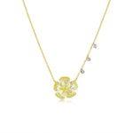 Flower Shaped Yellow Gold Diamond Necklace