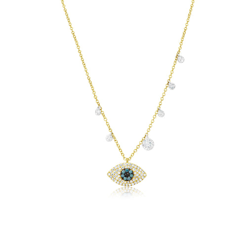 Yellow Gold and Diamond Evil Eye Necklace