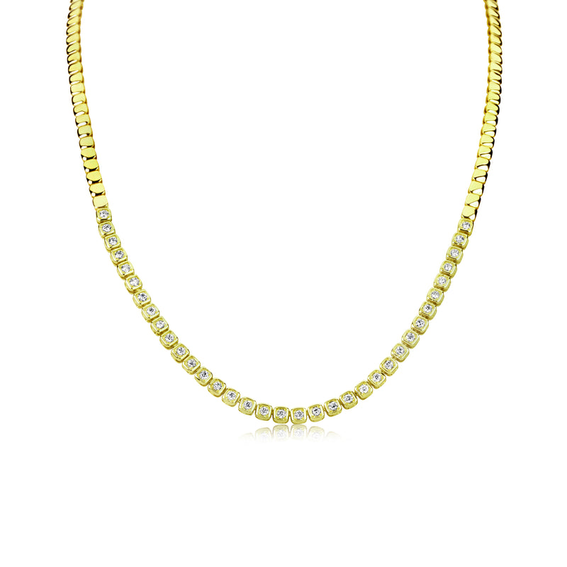 Yellow Gold and Diamond Squares Necklace-ONLINE EXCLUSIVE
