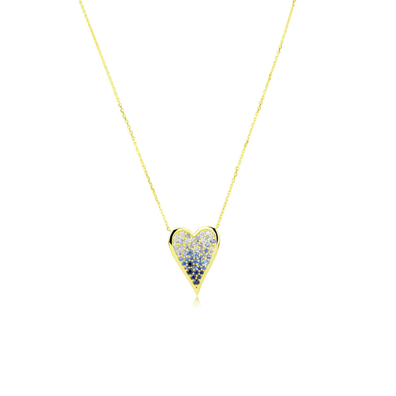 Blue Sapphire and Diamond Ombre' Heart Necklace- ONLINE EXCLUSIVE