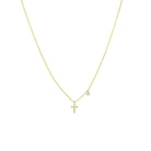 yellow gold Dainty Diamond Bezel Cross Necklace