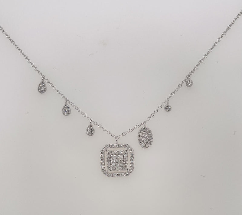 White Gold Diamond Square Necklace