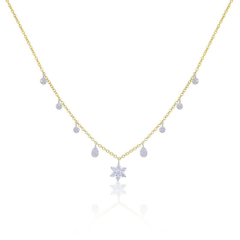 Dainty Diamond Flower and Charm Necklace