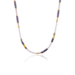 Tanzanite and Blue Topaz and Gold Plated Bead Necklace