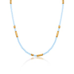 Blue Topaz Gold Plated Bead Necklace