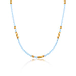 Blue Topaz Gold Plated Bead Necklace