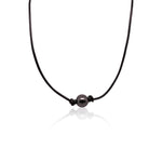 St. Barth Black Leather and Pearl Necklace