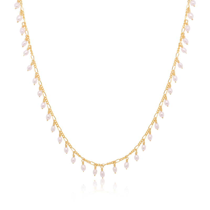 Pearl Drop Gold Plated Bead Necklace