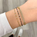 Yellow Gold Plated and Sterling Silver Box Layering Bracelet