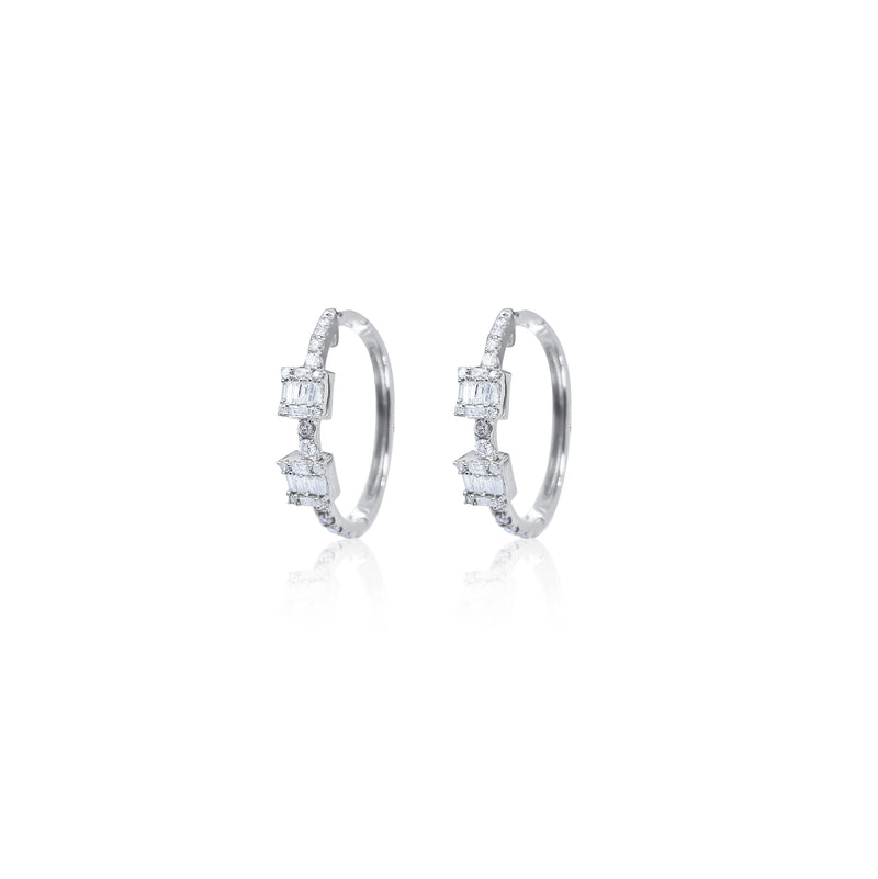 Emerald Cut Illusion Diamond Hoop Earrings - ONLINE EXCLUSIVE