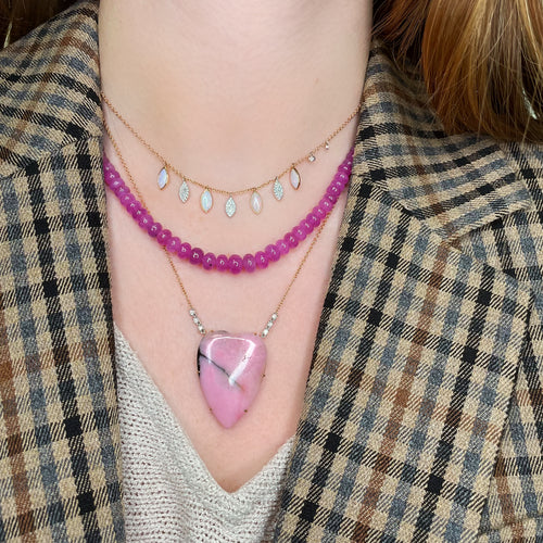 Pink Sapphire Beaded Statement Necklace