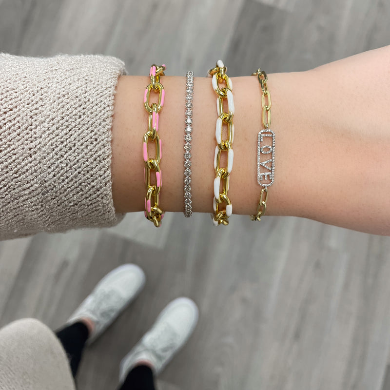 Enamel and Yellow Gold Plated Paperclip Bracelet – Meira T Boutique