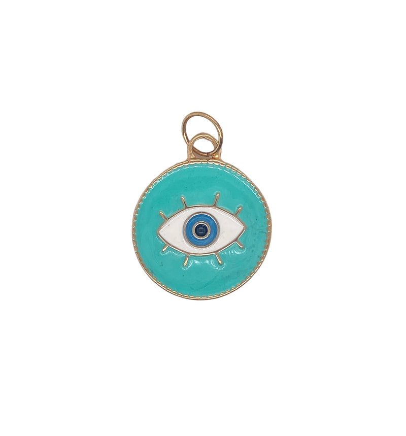 Seafoam Green Enamel Evil Eye Charm