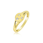 Diamond And Yellow Gold Signet Ring