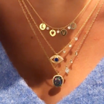 Evil Eye Sapphire and Diamond Charm Necklace
