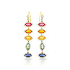 14k Yellow Gold Rainbow Sapphire Earrings
